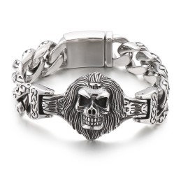 Armband Med Skallehuvud Och Blomma I Titan För Män