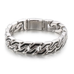 Moderiktigt Svarträndigt Elegant Titanarmband För Män
