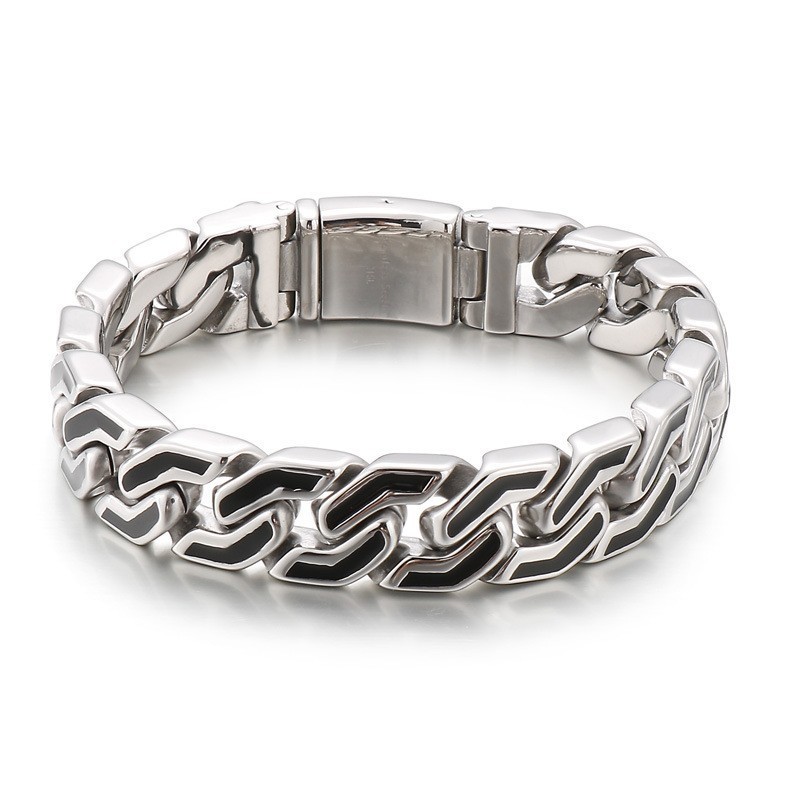 Moderiktigt Svarträndigt Elegant Titanarmband För Män Moderiktigt Svarträndigt Elegant Titanarmband För Män