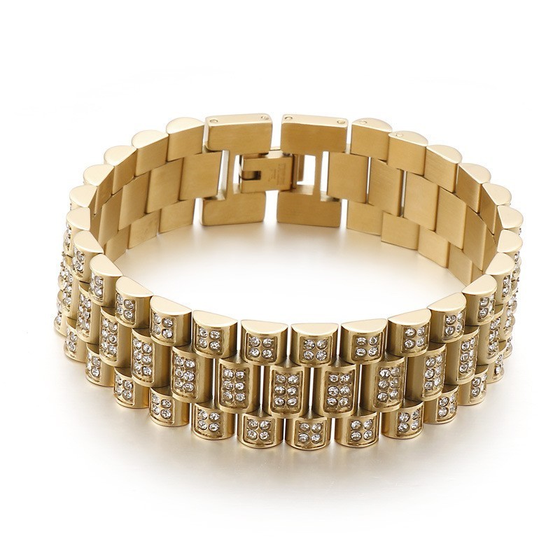 Amerikanskt Hiphop-Armband Med Diamanter I Titan För Män Amerikanskt Hiphop-Armband Med Diamanter I Titan För Män