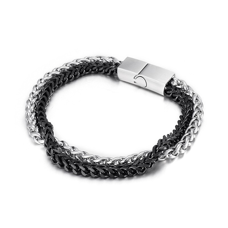 Moderiktigt Coolt Elegant Herrarmband Med Dubbla Lager I Titan Moderiktigt Coolt Elegant Herrarmband Med Dubbla Lager I Titan