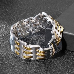 Moderiktigt Titanarmband För Män Med Guldförslutning