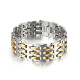 Moderiktigt Titanarmband För Män Med Guldförslutning