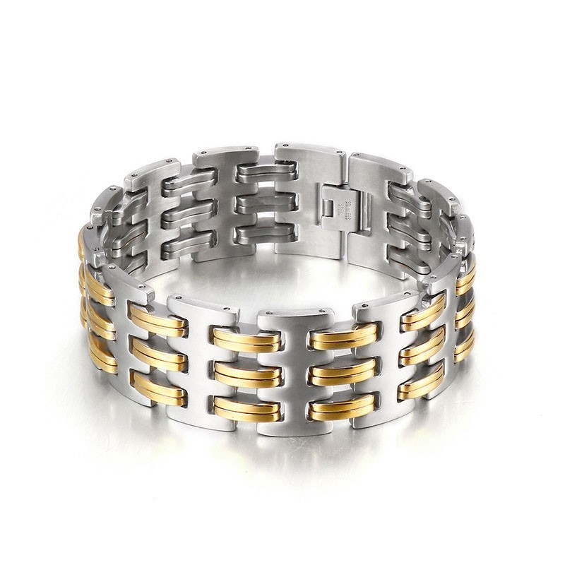 Moderiktigt Titanarmband För Män Med Guldförslutning Moderiktigt Titanarmband För Män Med Guldförslutning