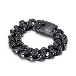 Coolt Titanarmband Med Dubbel Dödskalle För Män