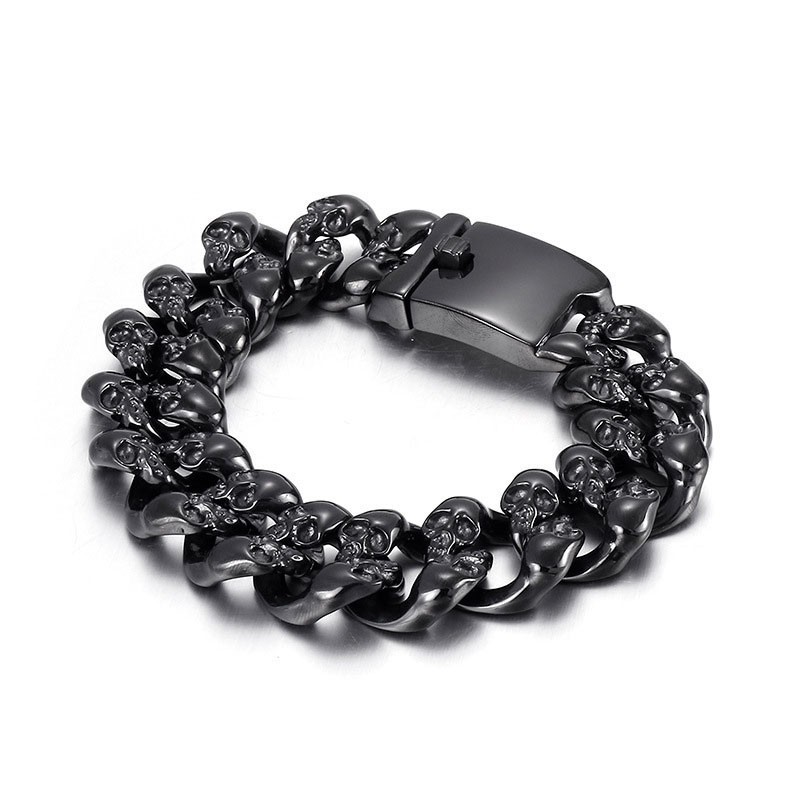 Coolt Titanarmband Med Dubbel Dödskalle För Män Coolt Titanarmband Med Dubbel Dödskalle För Män