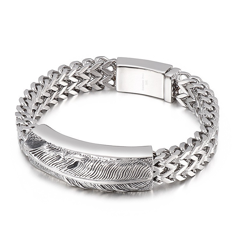 Herrmode Hiphop-Fjäderarmband I Titan Herrmode Hiphop-Fjäderarmband I Titan