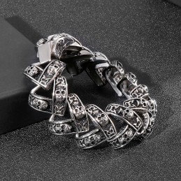 Coolt, Tungt Skalle-Stereoskopiskt Titanarmband För Män