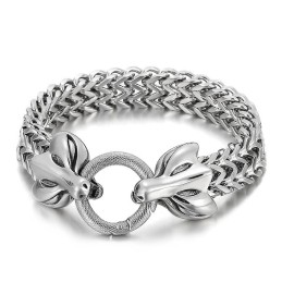 Populärt Coolt Flätat Titanarmband Med Dubbelt Djurhuvud För Män