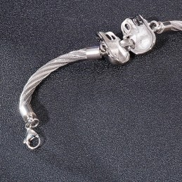 Coolt, Moderiktigt Titanarmband Med Dubbel Dödskalle I Ståltråd För Män