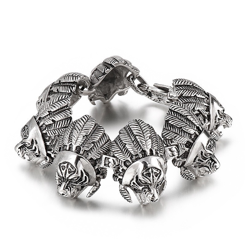 Coolt Titanarmband Med Generalkrigarhuvud För Män Coolt Titanarmband Med Generalkrigarhuvud För Män