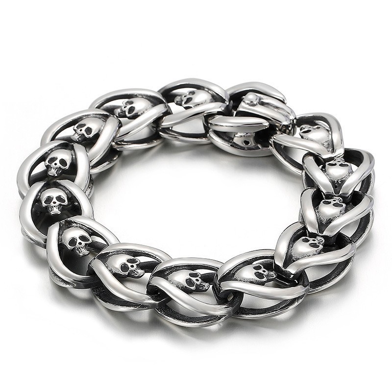 Moderiktigt Armband Med Titanskalle För Män Moderiktigt Armband Med Titanskalle För Män