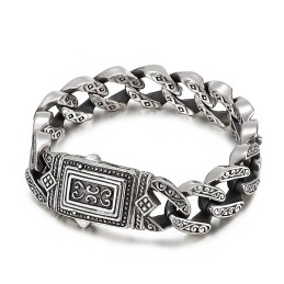 Elegant Herrarmband Med Gjutna Charms I Titan