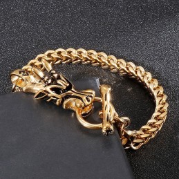 Moderiktigt Titanarmband Med Drakehuvud