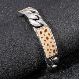Tide Herrmode Handsmycken Blommigt Leopardmönster Knapp Titanarmband