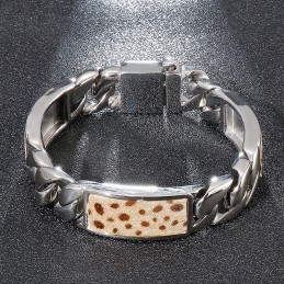 Tide Herrmode Handsmycken Blommigt Leopardmönster Knapp Titanarmband
