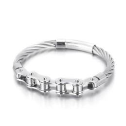 Chic Style Titanium Herr- Och Damarmband Med Bikerkedja