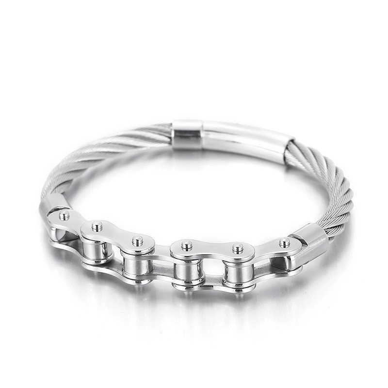 Chic Style Titanium Herr- Och Damarmband Med Bikerkedja Chic Style Titanium Herr- Och Damarmband Med Bikerkedja
