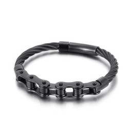 Chic Style Titanium Herr- Och Damarmband Med Bikerkedja