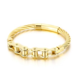 Chic Style Titanium Herr- Och Damarmband Med Bikerkedja
