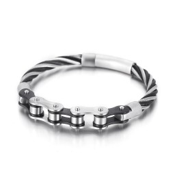 Chic Style Titanium Herr- Och Damarmband Med Bikerkedja