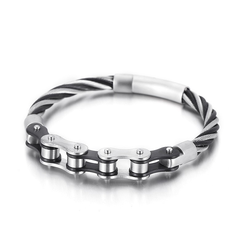 Chic Style Titanium Herr- Och Damarmband Med Bikerkedja Chic Style Titanium Herr- Och Damarmband Med Bikerkedja