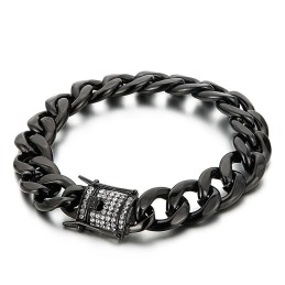 Armband Med Bikerkedja Och Diamantspänne I Drakeskägg