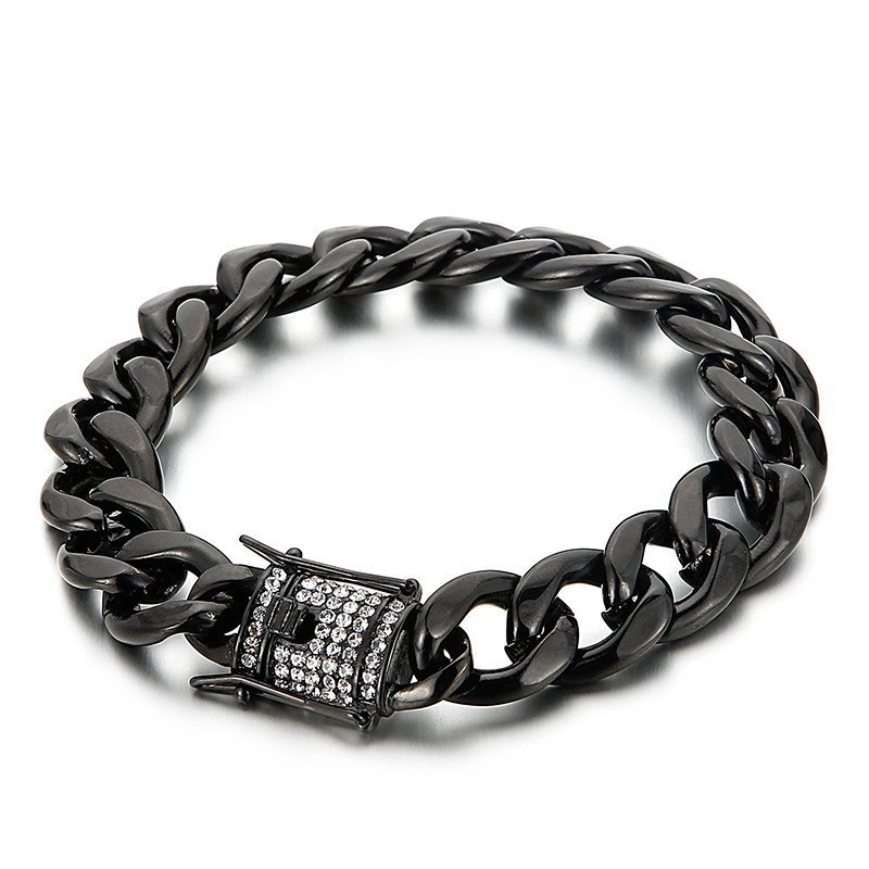 Armband Med Bikerkedja Och Diamantspänne I Drakeskägg Armband Med Bikerkedja Och Diamantspänne I Drakeskägg