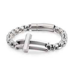 Armband Med Kors Och Fyrkantig Titankedja För Män