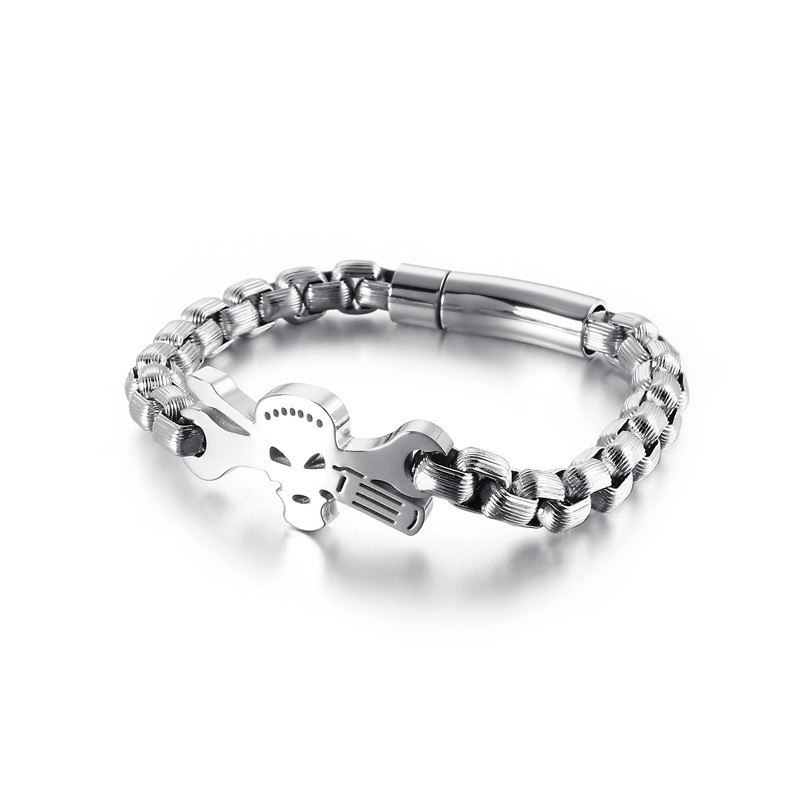 Armband Med Dödskalle I Titan För Män Armband Med Dödskalle I Titan För Män