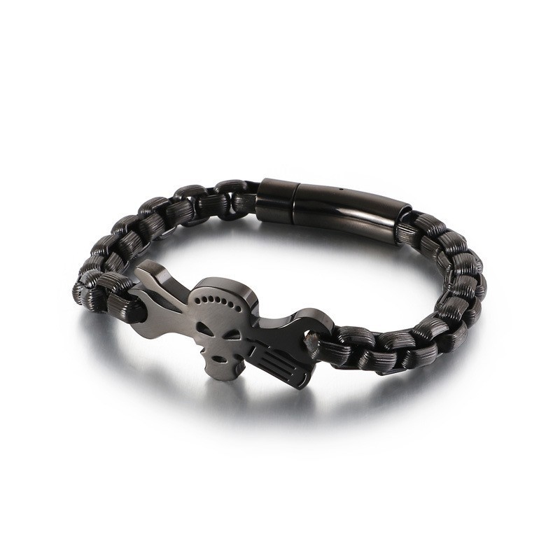 Armband Med Dödskalle I Titan För Män Armband Med Dödskalle I Titan För Män