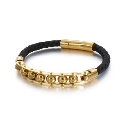 Moderiktigt Runda Pärlor Flätat Läderarmband För Män