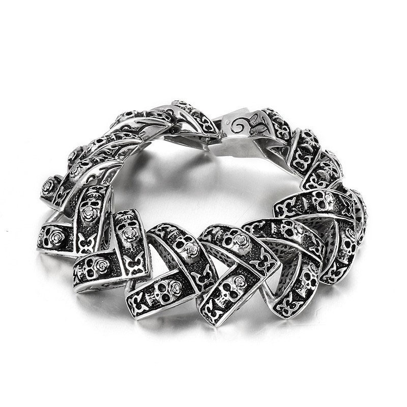 Coolt, Tungt Skalle-Stereoskopiskt Titanarmband För Män Coolt, Tungt Skalle-Stereoskopiskt Titanarmband För Män