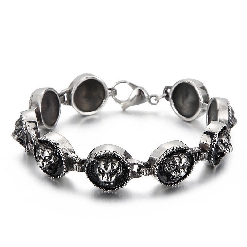 Coolt Hiphop-Inspirerat Tigerhuvud I Titanarmband För Män Coolt Hiphop-Inspirerat Tigerhuvud I Titanarmband För Män
