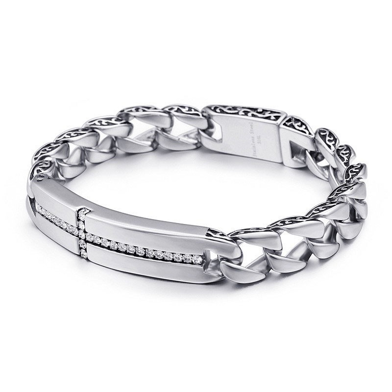 Titankorsarmband Med Diamanter För Män Titansmycken I Vintagestil Titankorsarmband Med Diamanter För Män Titansmycken I Vintagestil