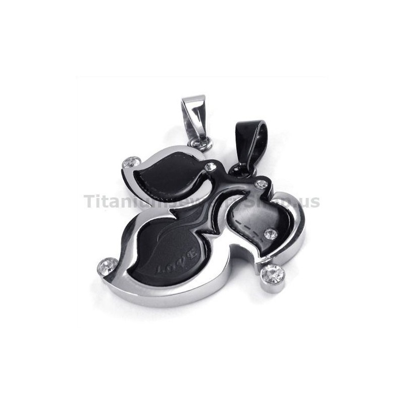 Maple Leaf Titanium Lovers Hängsmycken Med Diamantfria Kedjor Maple Leaf Titanium Lovers Hängsmycken Med Diamantfria Kedjor
