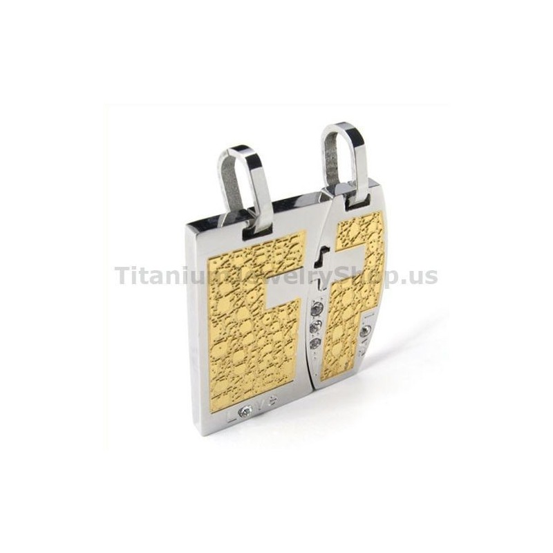 Love Gloden Titan Lovers Hängsmycken Med Diamantfria Kedjor Love Gloden Titan Lovers Hängsmycken Med Diamantfria Kedjor
