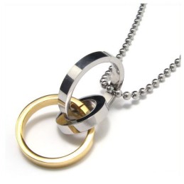 Herrhalsband Med Tre Ringar I Rent Titan, Hänge (Ny)