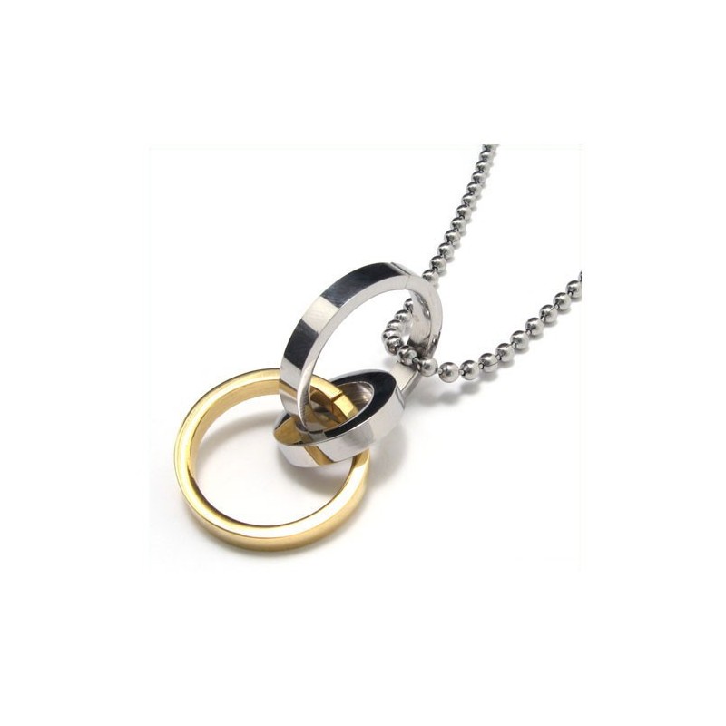 Herrhalsband Med Tre Ringar I Rent Titan, Hänge (Ny) Herrhalsband Med Tre Ringar I Rent Titan, Hänge (Ny)