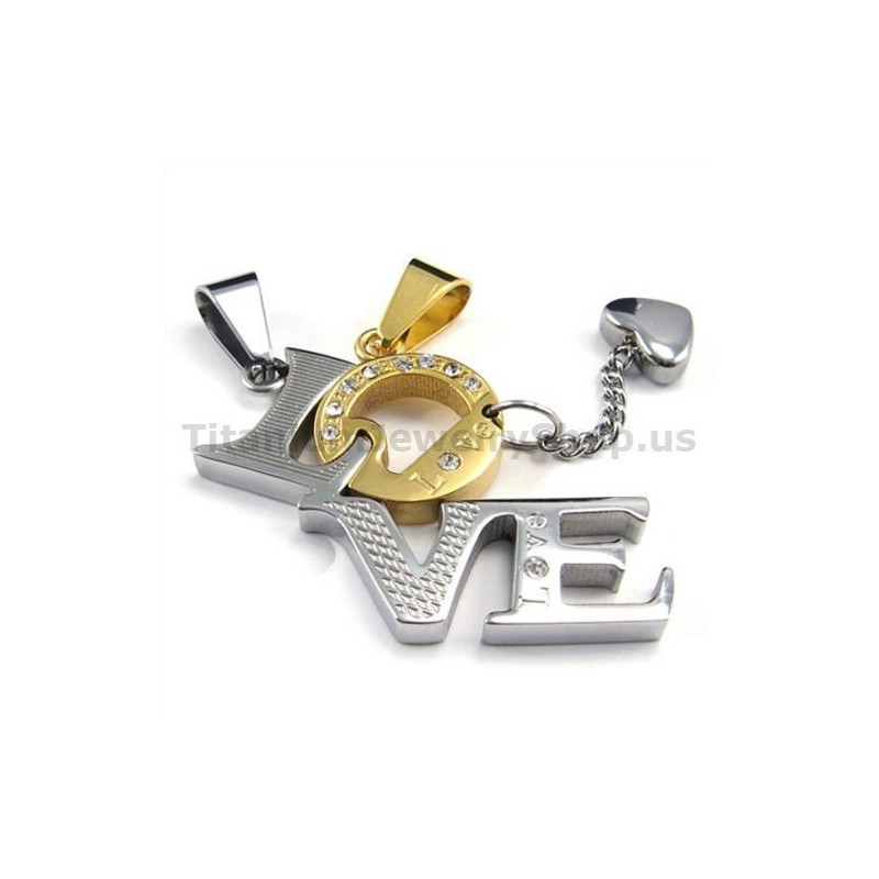 Love Titan Lovers Gyllene Hängsmycken Med Diamantfria Kedjor Love Titan Lovers Gyllene Hängsmycken Med Diamantfria Kedjor
