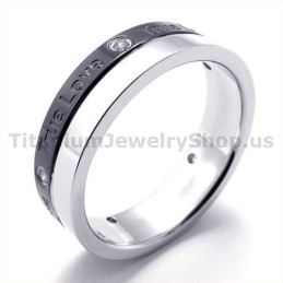 True Love Svart Titanring Med Diamant