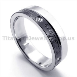 True Love Svart Titanring Med Diamant