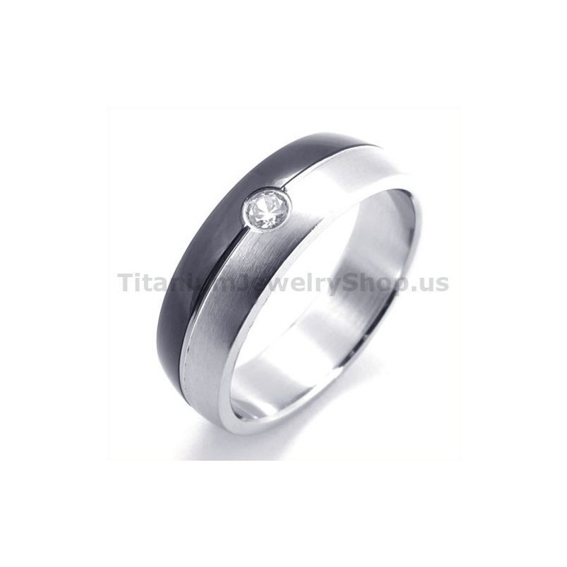 Svart Titanring Med Diamant Svart Titanring Med Diamant
