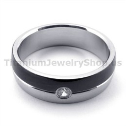 Svart Titanring Med Diamant