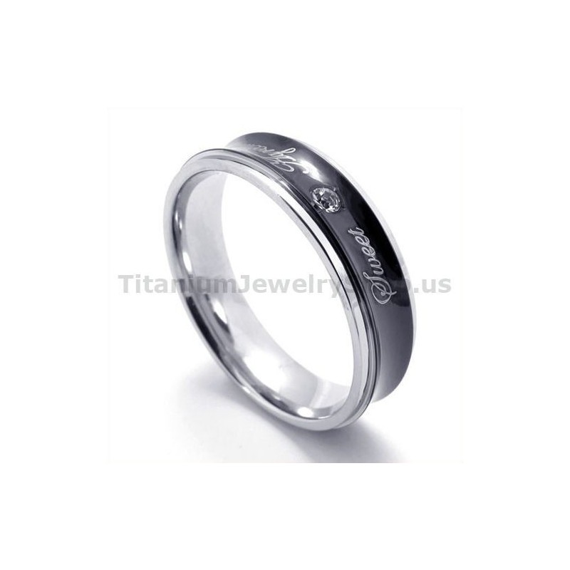 Älskling Svart Titanring Med Diamant Älskling Svart Titanring Med Diamant
