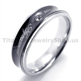 Älskling Svart Titanring Med Diamant