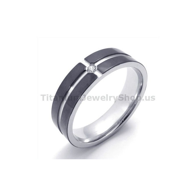 Svart Titanring Med Diamant Svart Titanring Med Diamant