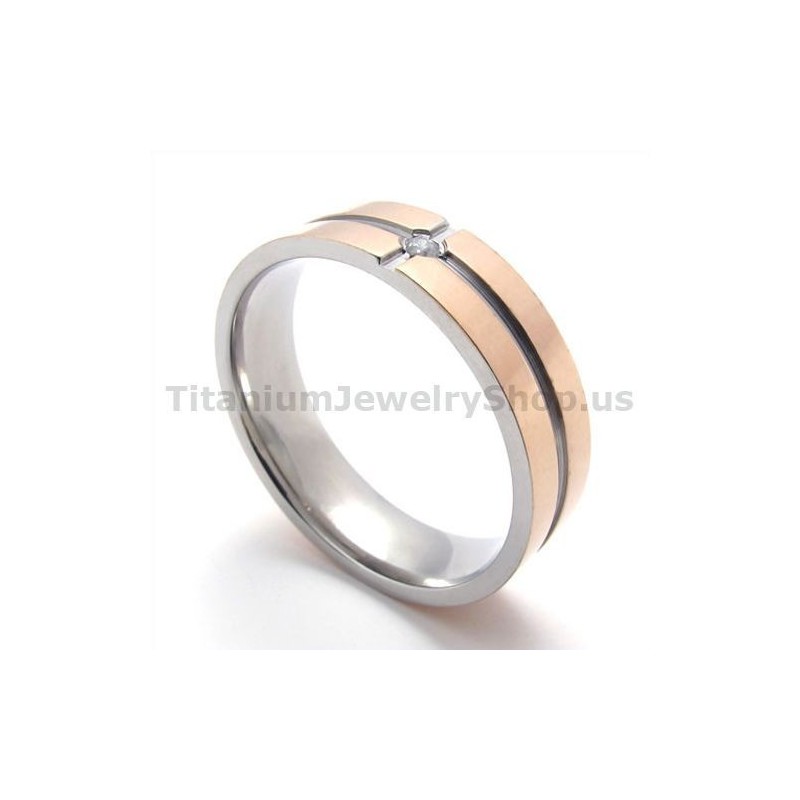 Guldfärgad Titanring Med Diamant Guldfärgad Titanring Med Diamant