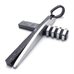 Svart Och Silver Asymmetrisk Form Mode Herr Titan Korshänge