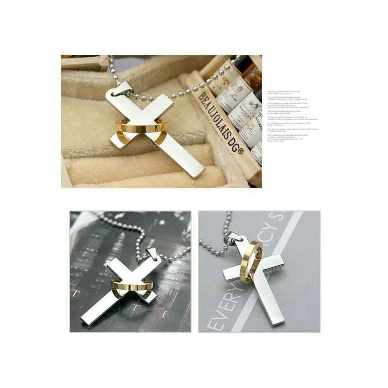 Herrhalsband Med Kors I Rent Titan, Hänge (Ny) 7576